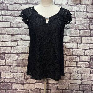 Rae Republic Black Lace Blouse Over Solid Lining Size XL